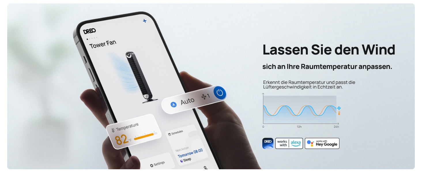 Lassen Sie den Wind sich an Ihre Raumtemperatur anpassen.