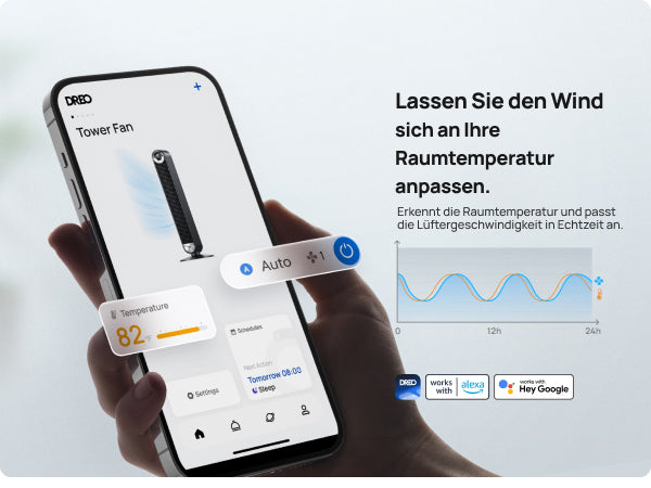 Lassen Sie den Wind sich an Ihre Raumtemperatur anpassen.
