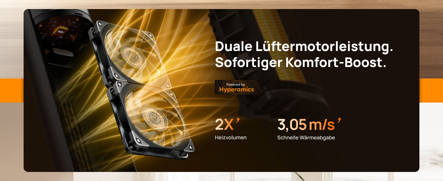Duale Lüftermotorleistung. Sofortiger Komfort-Boost.
