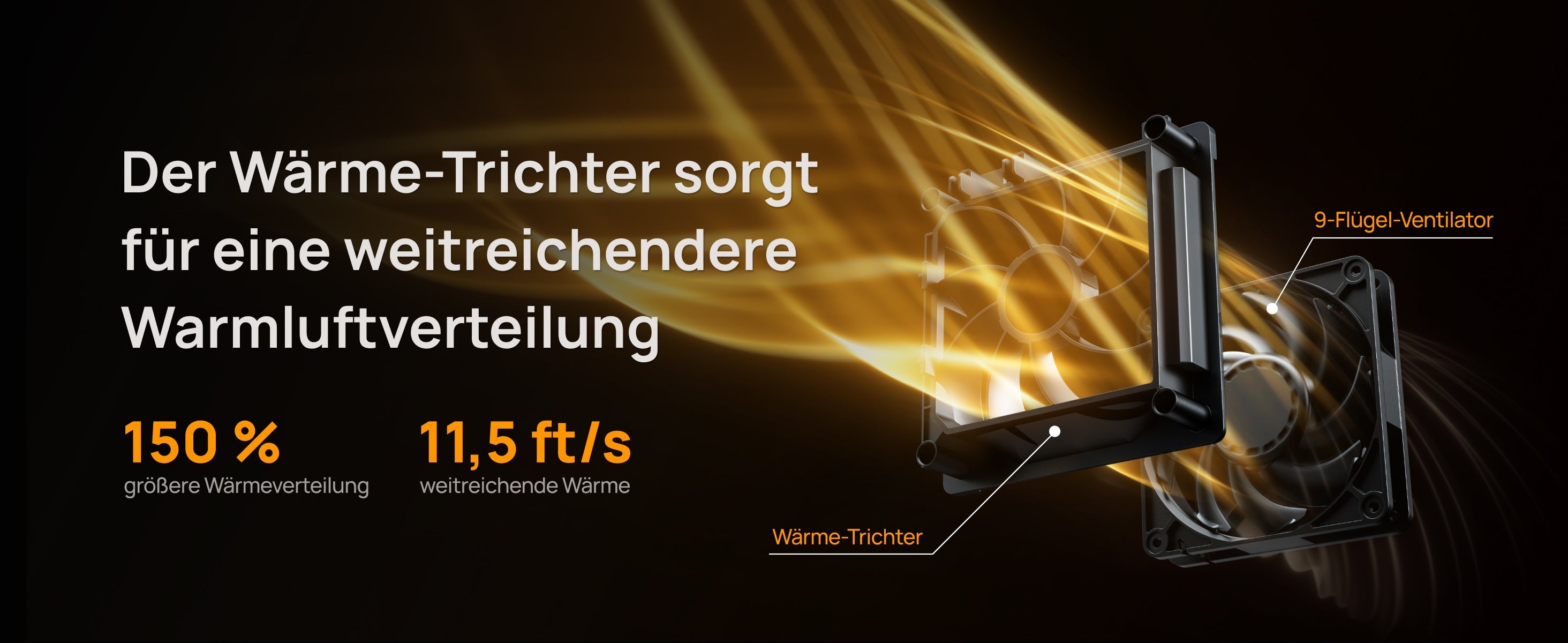 Der Wärme-Trichter sorgt für eine weitreichendere Warmluftverteilung