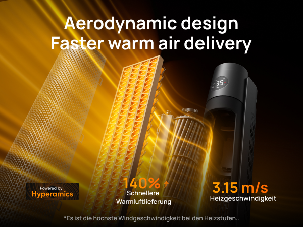 Aerodynamisches Design
Schnellere Warmluftlieferung