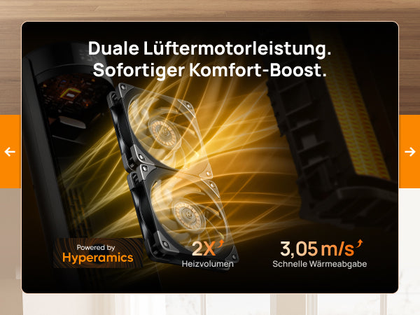 Duale Lüftermotorleistung. Sofortiger Komfort-Boost.