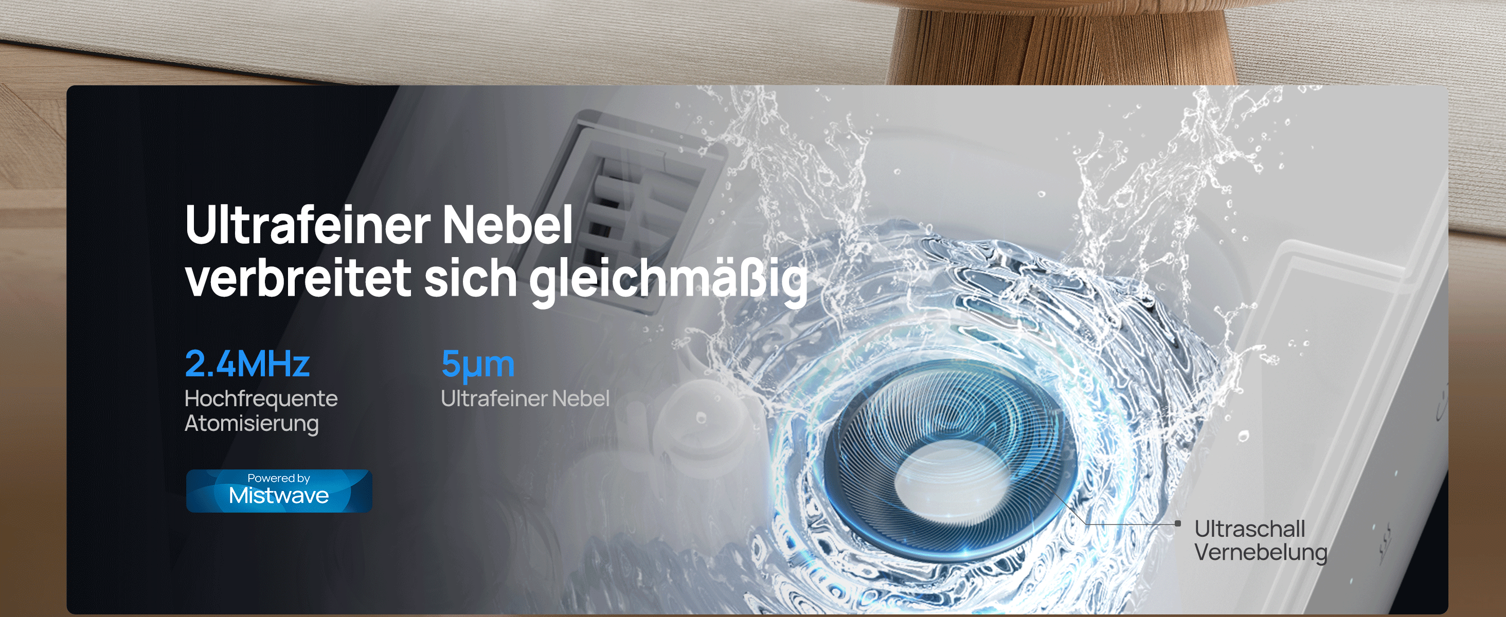 Ultrafeiner Nebel verbreitet sich gleichmäßig