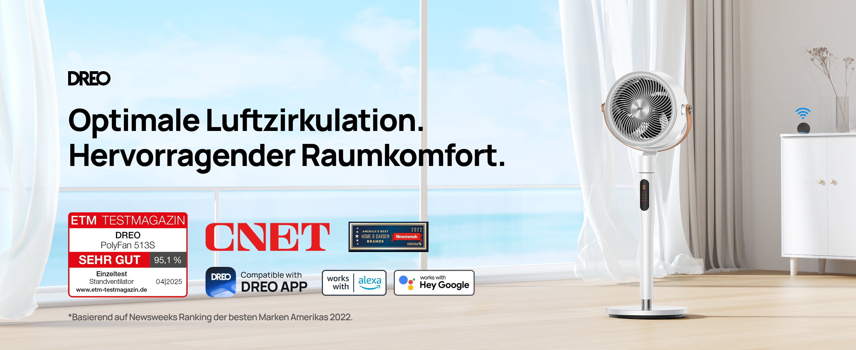 Optimale Luftzirkulation. Hervorragender Raumkomfort.