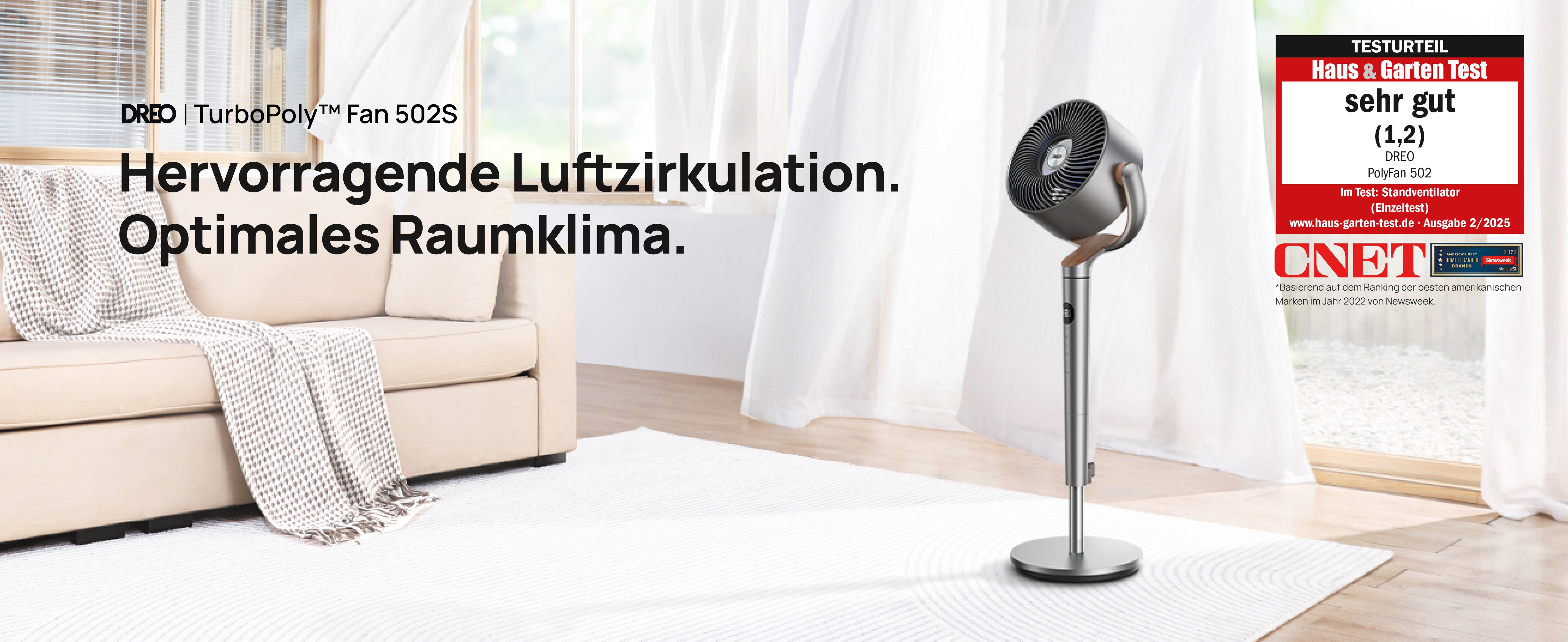 Hervorragende Luftzirkulation. Optimales Raumklima.
