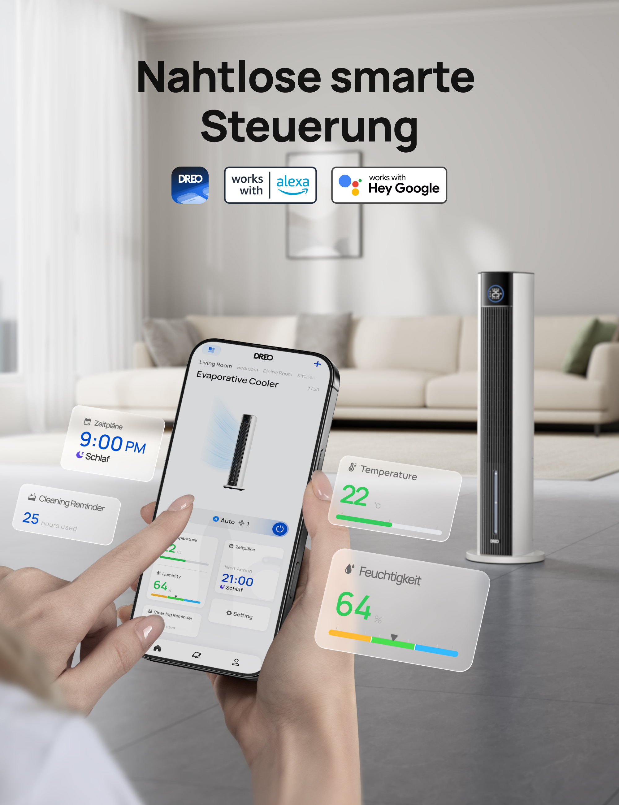 Turmventilator mit Wasserkühlung IceWind 712S - DREO DE