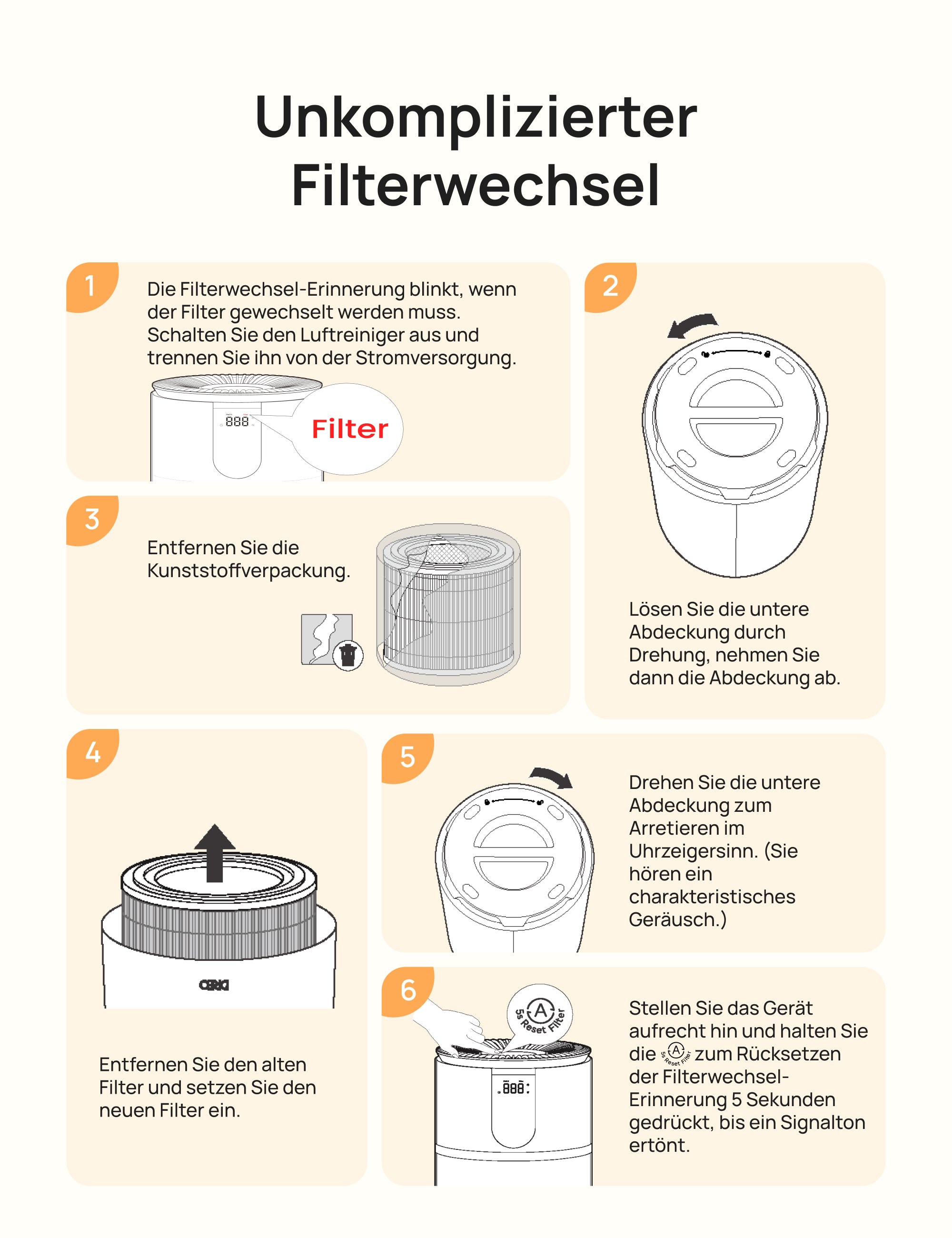 3-in-1 HEPA-Filter für Luftreiniger 539/539S Weiß