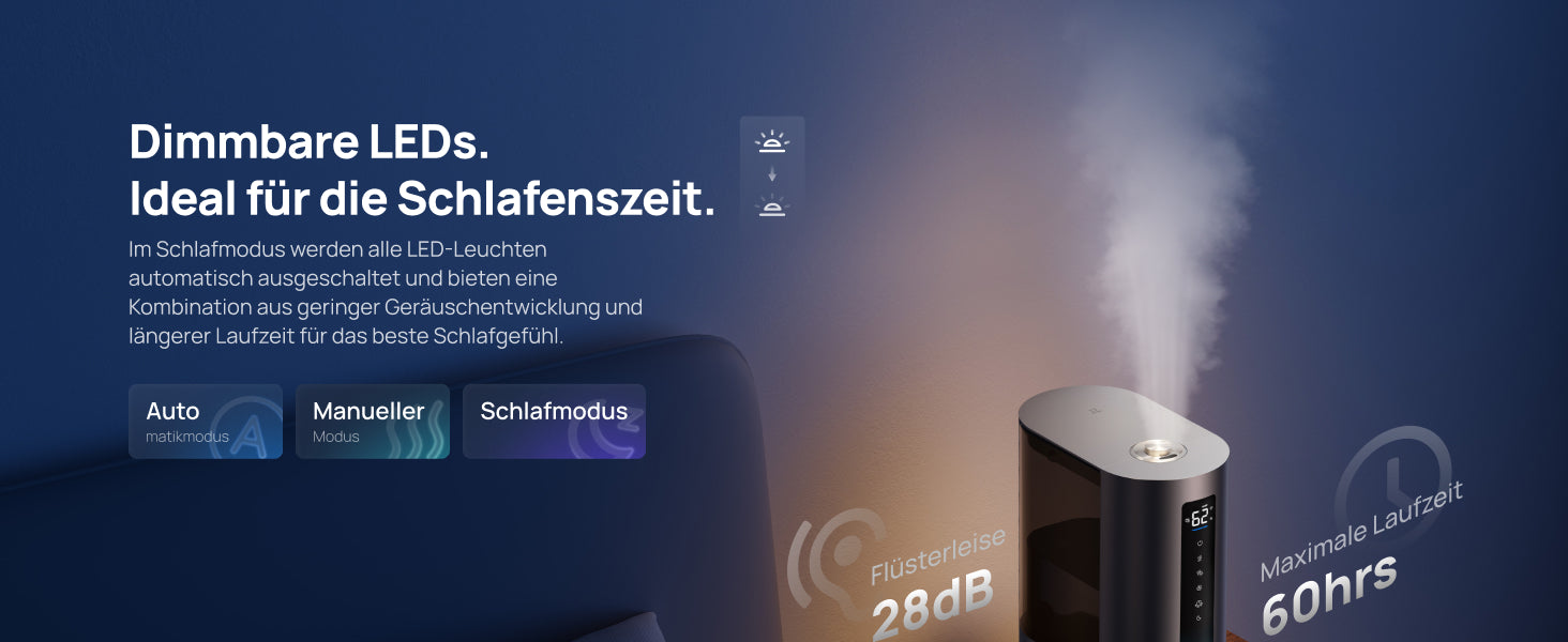 Dimmbare LEDs. Ideal für die Schlafenszeit.