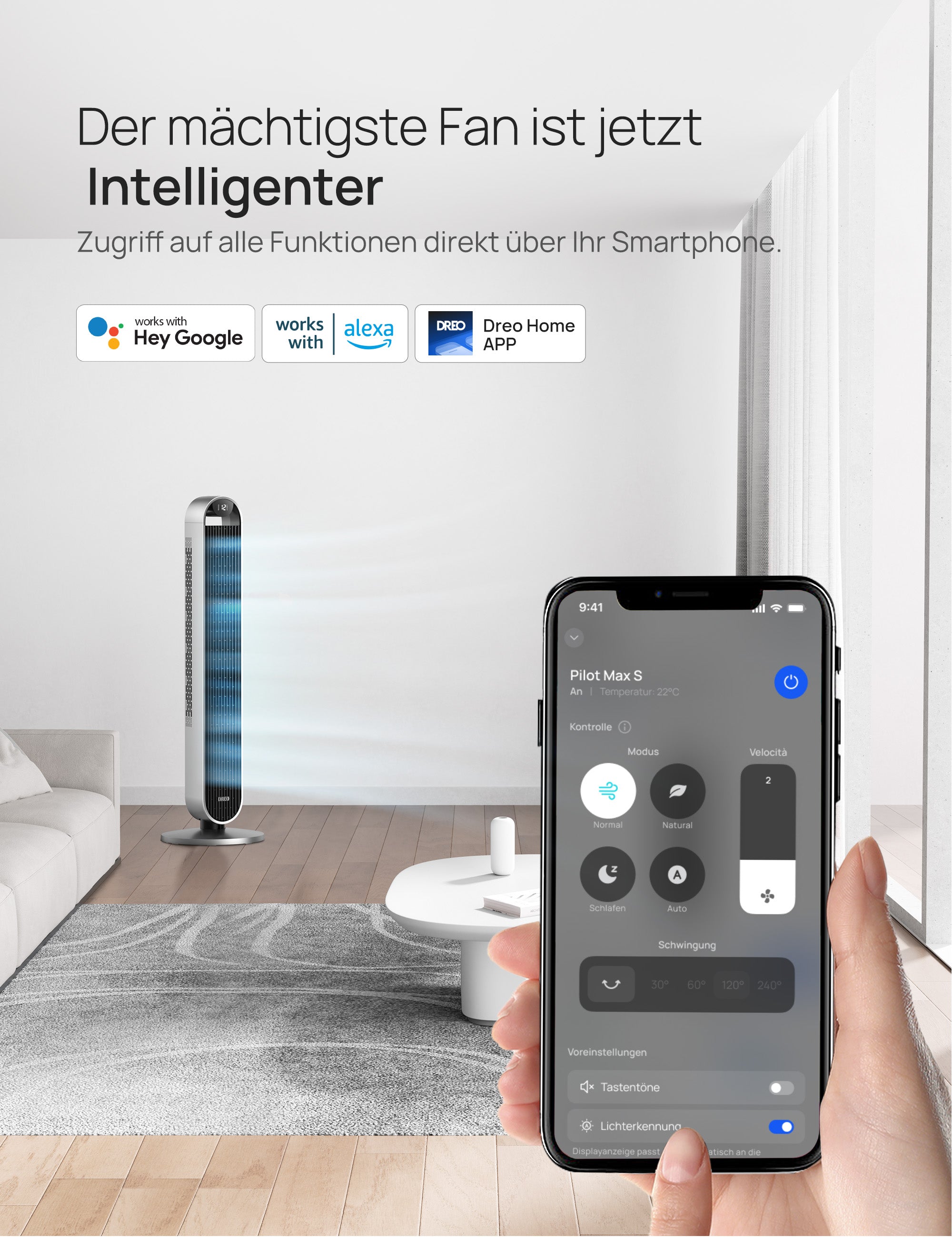 Intelligenter Turmventilator Pilot Max S